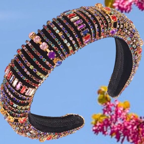 MULTICOLORED ZIRCON STONES LUXURY HEADBAND AND CRYSTAL SWAROVSKI STONES - Picture 1 of 3
